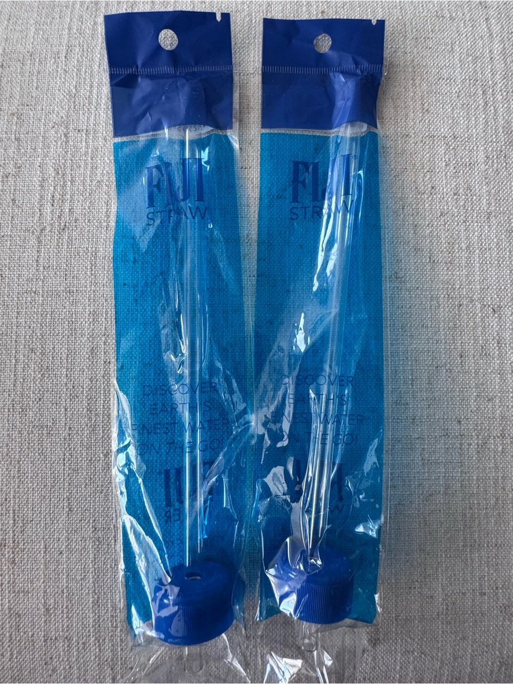 Fiji Water Reusable Drinking Straw with Cap - Pack of 2